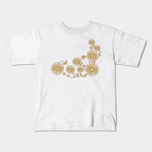 Golden and Beige abstract floral illustration Kids T-Shirt